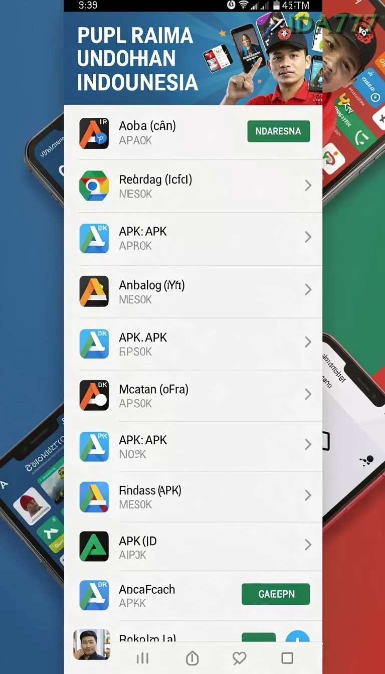 Cuplikan layar JNT777 — menu navigasi